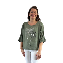 Load image into Gallery viewer, Khaki Greenn with Heart firework T shirt for women  (A108)
