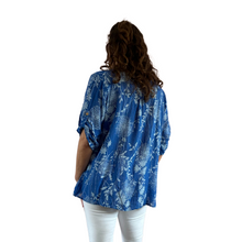Load image into Gallery viewer, Ladies Royal blue dandelion print shirt (A127)
