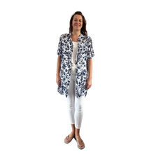 Load image into Gallery viewer, White/navy shirt/dress with Floral design for women (A150)
