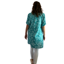 Load image into Gallery viewer, Petrol shirt/dress with Floral design for women (A150)
