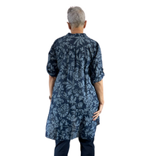 Load image into Gallery viewer, Navy blue shirt/dress with Floral design for women (A150)
