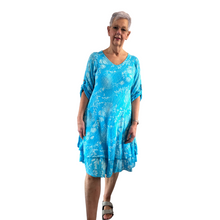 Load image into Gallery viewer, Turquoise Dandelion stretchy dress for women  (A151)
