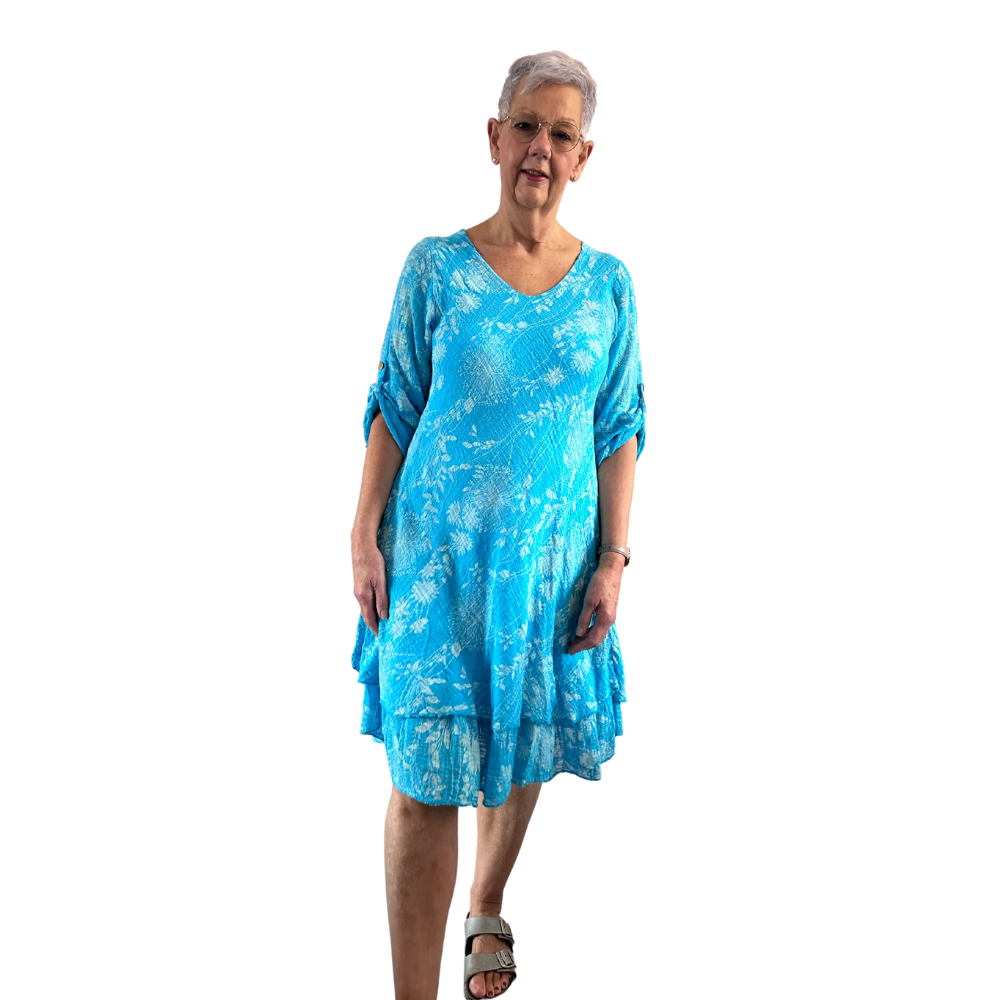 Turquoise Dandelion stretchy dress for women  (A151)