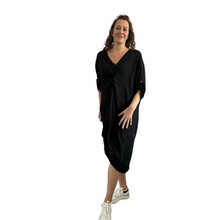 Load image into Gallery viewer, Black twist front oversize dress for women (A153)
