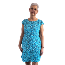 Load image into Gallery viewer, Turquoise rose Print Dress with pockets for women. (A154)

