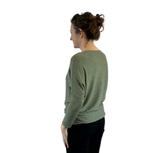 Load image into Gallery viewer, Khaki green Shine star soft knit top for women. (A155)
