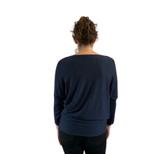 Load image into Gallery viewer, Navy blue Heart balloon soft knit top for women. (A156)
