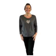 Load image into Gallery viewer, Grey Heart balloon soft knit top for women. (A156)
