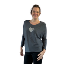 Load image into Gallery viewer, Grey Heart balloon soft knit top for women. (A156)
