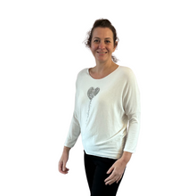 Load image into Gallery viewer, White Heart balloon soft knit top for women. (A156)
