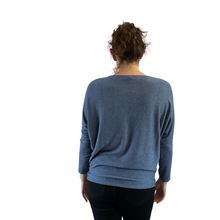 Load image into Gallery viewer, Denim Blue Heart balloon soft knit top for women. (A156)
