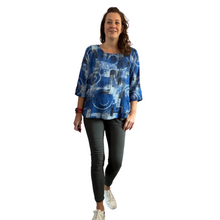 Load image into Gallery viewer, Royal blue scribble print cotton T shirt for women  (A148)
