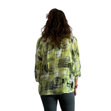 Load image into Gallery viewer, Lime green scribble print cotton T shirt for women  (A148)
