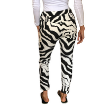 Load image into Gallery viewer, White and black Zebra print Italian Joggers for casual  everyday wear. Made in Italy
