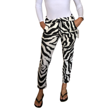 Load image into Gallery viewer, White and black Zebra print Italian Joggers for casual  everyday wear. Made in Italy
