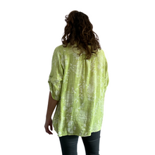 Load image into Gallery viewer, Ladies lime green dandelion print shirt (A127)
