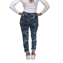Load image into Gallery viewer, Ladies Italian blue Military design Magic Pants
