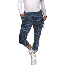 Load image into Gallery viewer, Ladies Italian blue Military design Magic Pants
