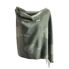 Load image into Gallery viewer, Ladies Cashmere Grey Tree of Life reversable Blanket Scarf
