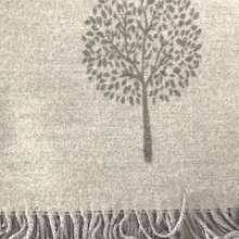Load image into Gallery viewer, Ladies Cashmere Grey Tree of Life reversable Blanket Scarf
