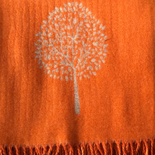 Load image into Gallery viewer, Ladies Cashmere Orange Tree of Life reversable Blanket Scarf
