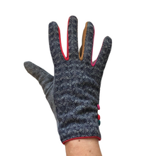 Load image into Gallery viewer, Navy herringbone gloves

