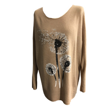 Load image into Gallery viewer, Women&#39;s Beige Dandelion long sleeve jumper with sparkle.  (A98)
