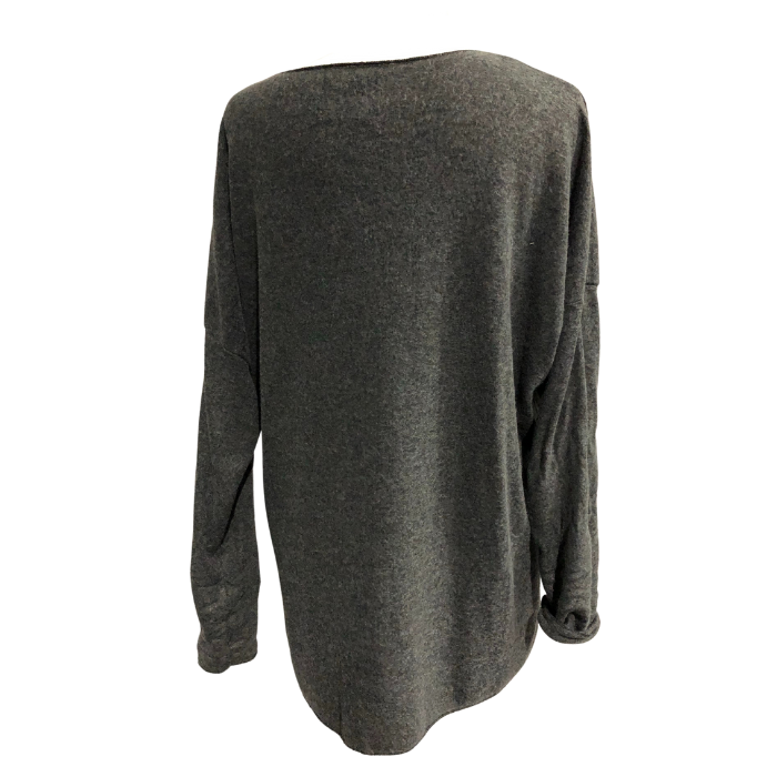 Women s loose fit Charcoal Grey Dandelion long sleeve jumper with sparkle. A98