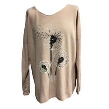 Load image into Gallery viewer, Women&#39;s Baby Pink Dandelion long sleeve jumper with sparkle.  (A98)
