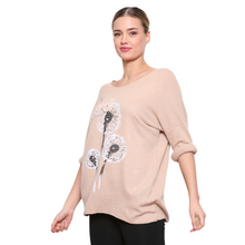 Load image into Gallery viewer, Women&#39;s Baby Pink Dandelion long sleeve jumper with sparkle.  (A98)
