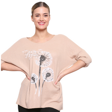 Load image into Gallery viewer, Women&#39;s Baby Pink Dandelion long sleeve jumper with sparkle.  (A98)
