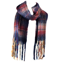 Load image into Gallery viewer, Navy/ red Tartan Scarf Long Thick Warm Ladies Scarves.
