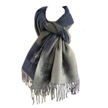 Load image into Gallery viewer, Ladies Cashmere Grey Dandelion reversable Blanket Scarf
