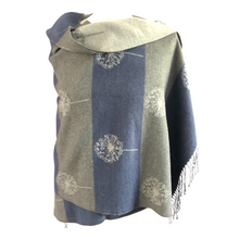 Load image into Gallery viewer, Ladies Cashmere Grey Dandelion reversable Blanket Scarf
