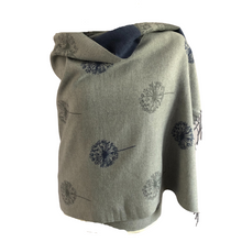 Load image into Gallery viewer, Ladies Cashmere Grey Dandelion reversable Blanket Scarf
