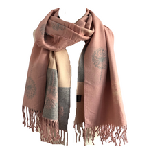 Load image into Gallery viewer, Ladies Cashmere Baby Pink Dandelion reversable Blanket Scarf
