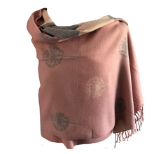 Load image into Gallery viewer, Ladies Cashmere Baby Pink Dandelion reversable Blanket Scarf
