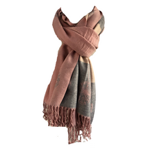 Load image into Gallery viewer, Ladies Cashmere Baby Pink Dandelion reversable Blanket Scarf
