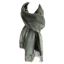 Load image into Gallery viewer, Ladies Cashmere Grey Tree of Life reversable Blanket Scarf
