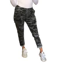 Load image into Gallery viewer, Ladies Italian light grey Military design Magic Pants- super comfortable Stretchy trousers
