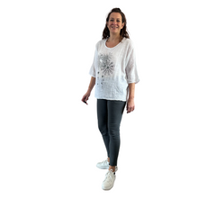 Load image into Gallery viewer, White with Heart firework T shirt for women. 100% cotton (A108)
