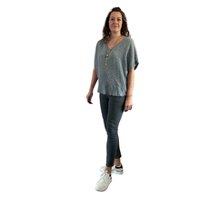 Load image into Gallery viewer, Dark grey Plain Crinkle cotton top for women. (A147)
