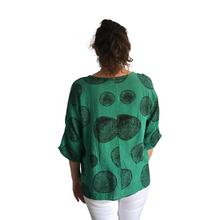 Load image into Gallery viewer, Green with Black Bark Design 3/4 Sleeves Top with Necklace. (A121)
