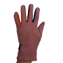 Load image into Gallery viewer, G1925 Plain light pink ladies Gloves with a splash of colour between the fingers
