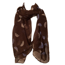 Load image into Gallery viewer, Light Brown with Blue + Beige Umbrella Design Soft Ladies Scarf
