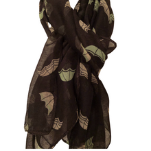 Load image into Gallery viewer, Dark Brown with Green + Beige Umbrella Design Soft Ladies Scarf
