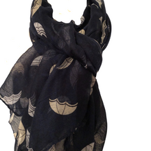 Load image into Gallery viewer, Navy with Blue + Beige Umbrella Design Soft Ladies Scarf
