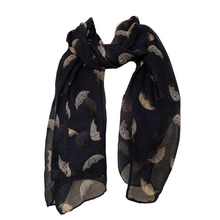 Load image into Gallery viewer, Navy with Blue + Beige Umbrella Design Soft Ladies Scarf
