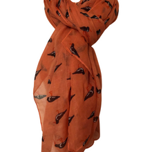 Load image into Gallery viewer, Orange with Oyster Catcher Bird Long Scarf
