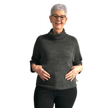 Load image into Gallery viewer, Ladies plain Dark Grey Soft Knit Cowl Neck Jumper with Pockets (A103)
